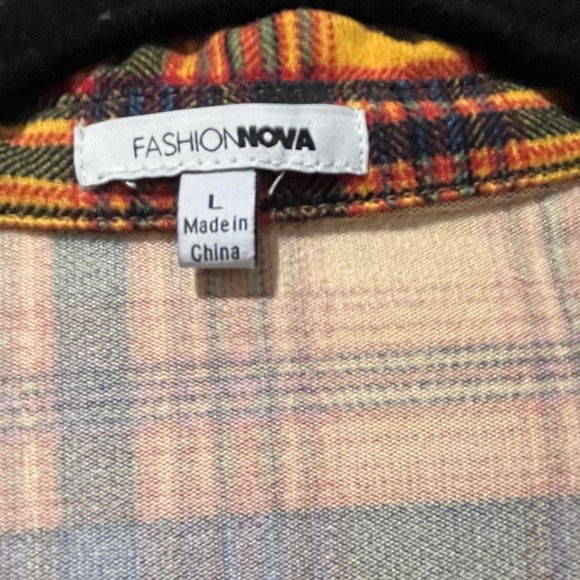 Fashion Nova Mustard Plaid Tie Knot Button Up Top - Picture 12 of 13